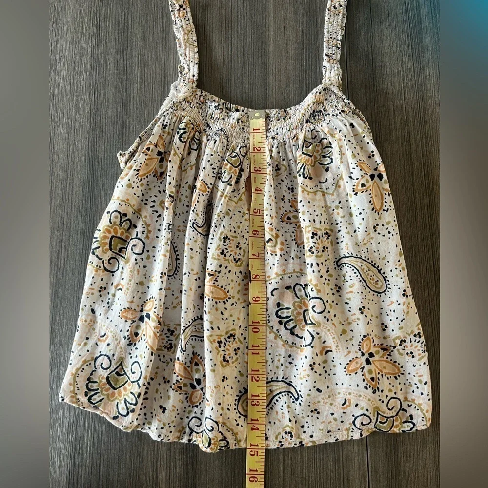 Patrons of Peace cream paisley bohemian cropped flowy tank top rayon - Picture 3 of 11